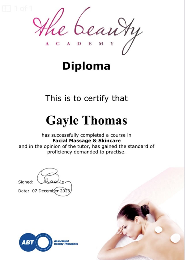 facial massage & skincare qualification certificate